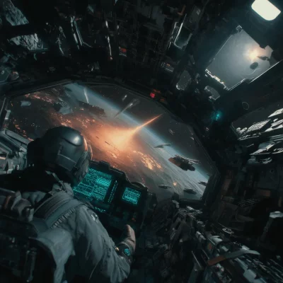 Cockpit View of Mech Pilot